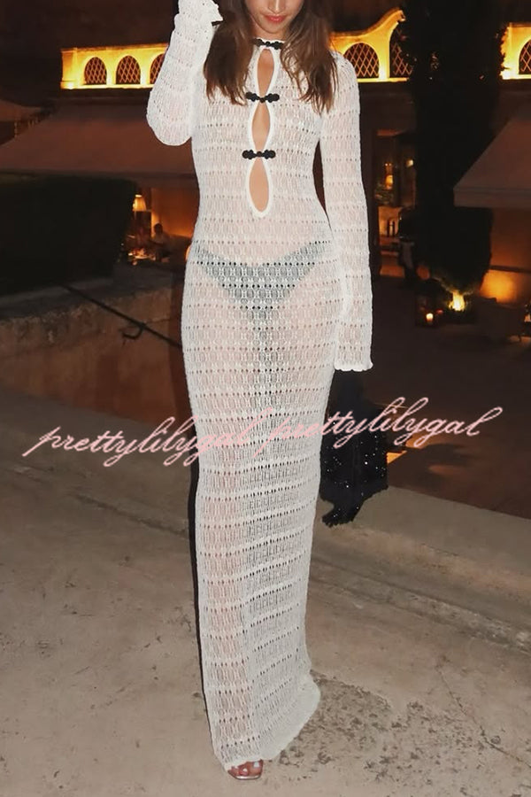 Sexy Backless Long-sleeved Knitted Slim-fit Maxi Dress