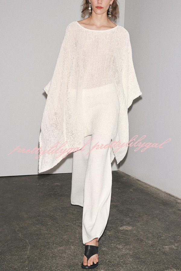 Sunny Somewhere Knit Batwing Sleeve Loose Cover-up Cape