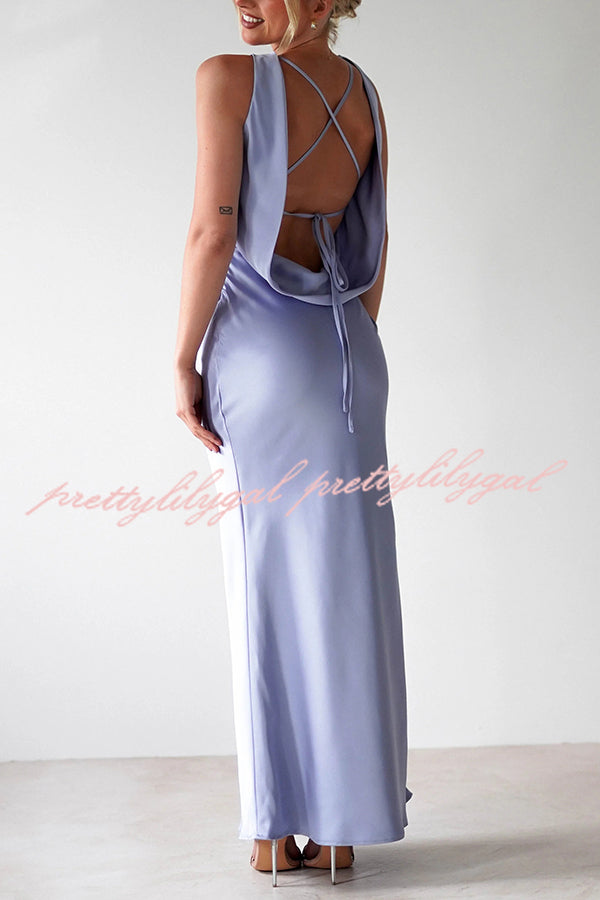 Solid Color Sexy Backless Lace-up Elegant Slim Maxi Dress