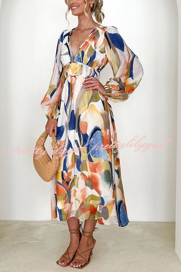 Eclipse Season Printed Long Sleeve Flowy Maxi Dress