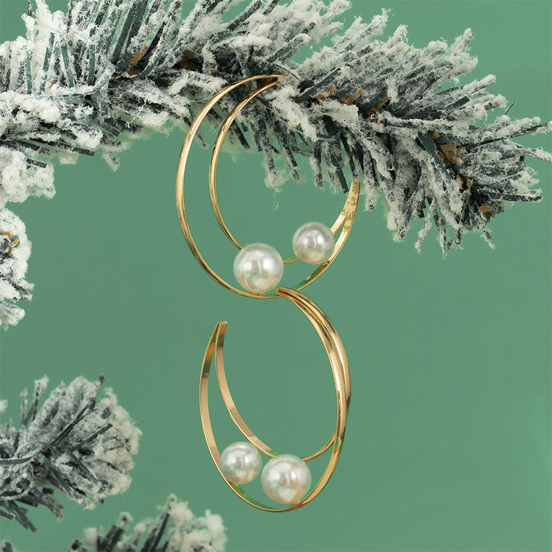 Simple Pearl Geometric Hoop Earrings