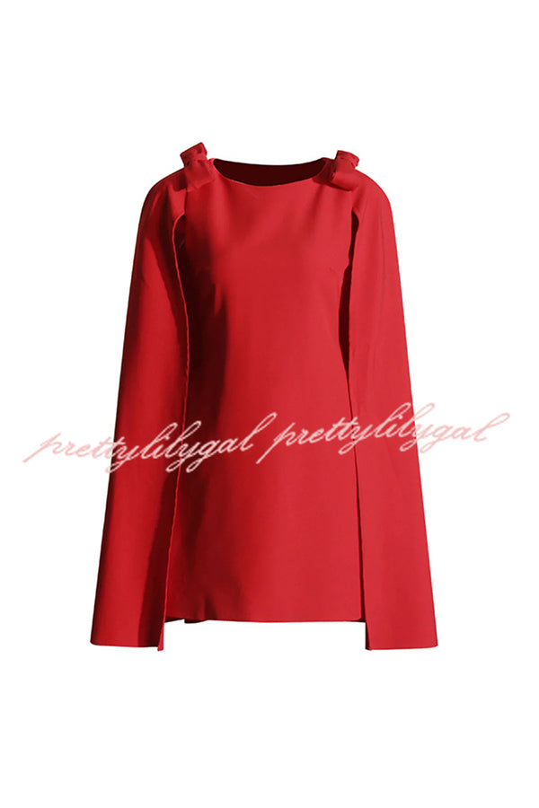 Dear Me Bow Detail Cape Pocket H-line Mini Dress