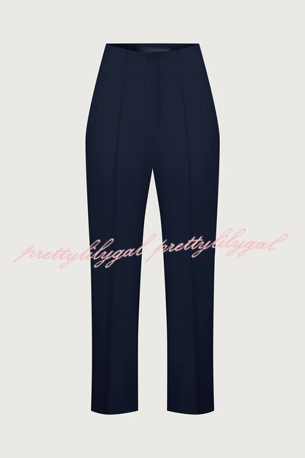 Exquisite and Fashionable High Waist Pocketed Straight Leg Pencil Pants