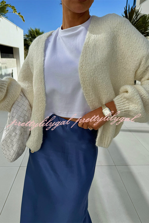 Solid Color Casual Long Sleeve Knitted Cardigan