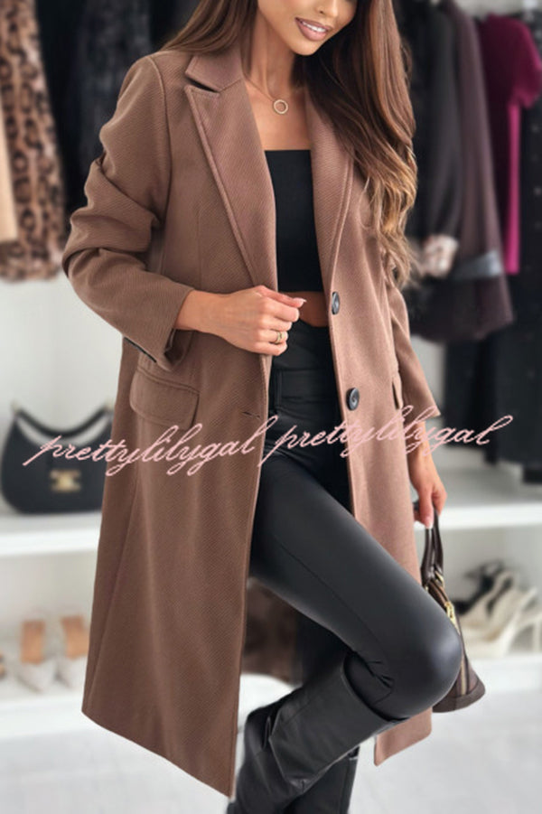 Fashionable Casual Lapel Long Sleeve Single Breasted Loose Coat