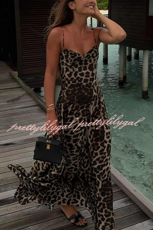 In The Maldives Leopard Waisted A-line Slip Maxi Dress