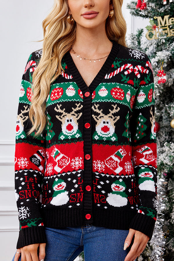 Christmas Loose Long Sleeve Casual Knitted Cardigan