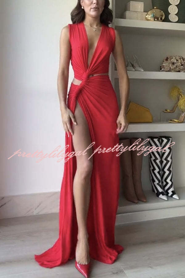 She’s A Winner Jersey Triple Loop Cutout Stretch Maxi Dress