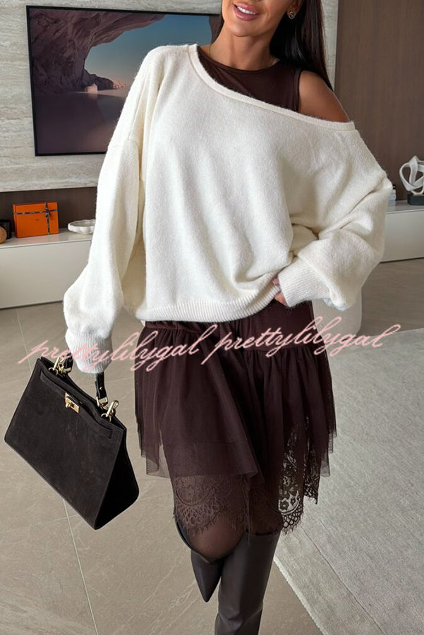 Upper East Chic Knit Wide Neck Long Sleeve Relaxed Sweater