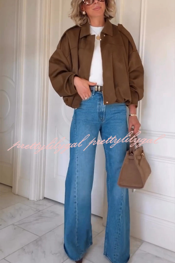 Fashion Lapel Long-sleeved Casual Bomber Jacket