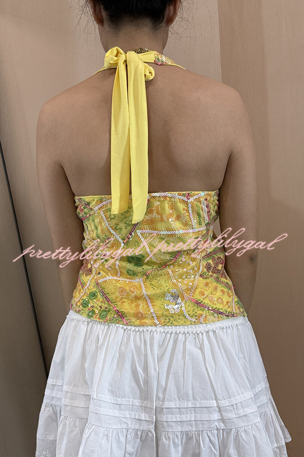 Fashion Sequined Casual V-neck Backless Slim Vest