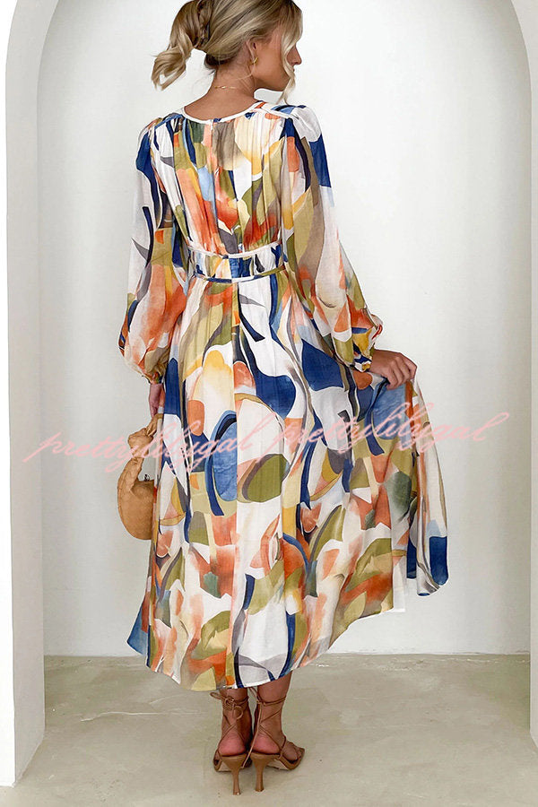 Eclipse Season Printed Long Sleeve Flowy Maxi Dress