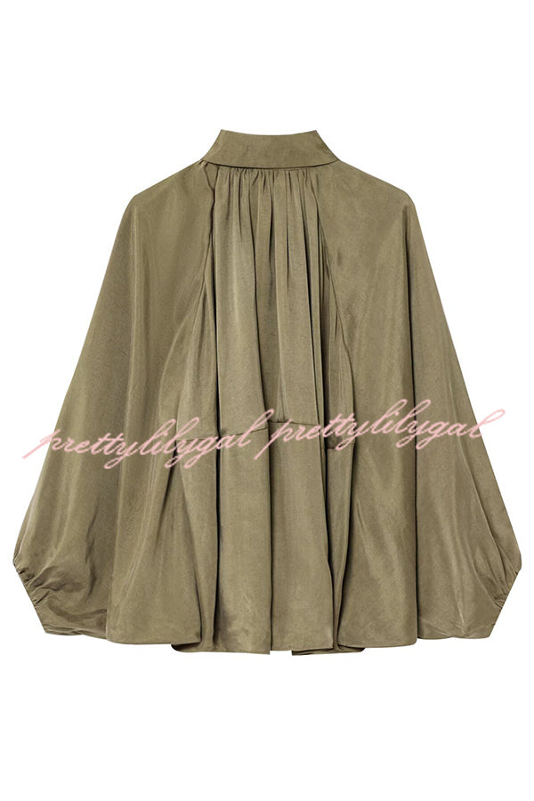 Fashion Lapel Loose Puff Long Sleeve Casual Zipper Jacket