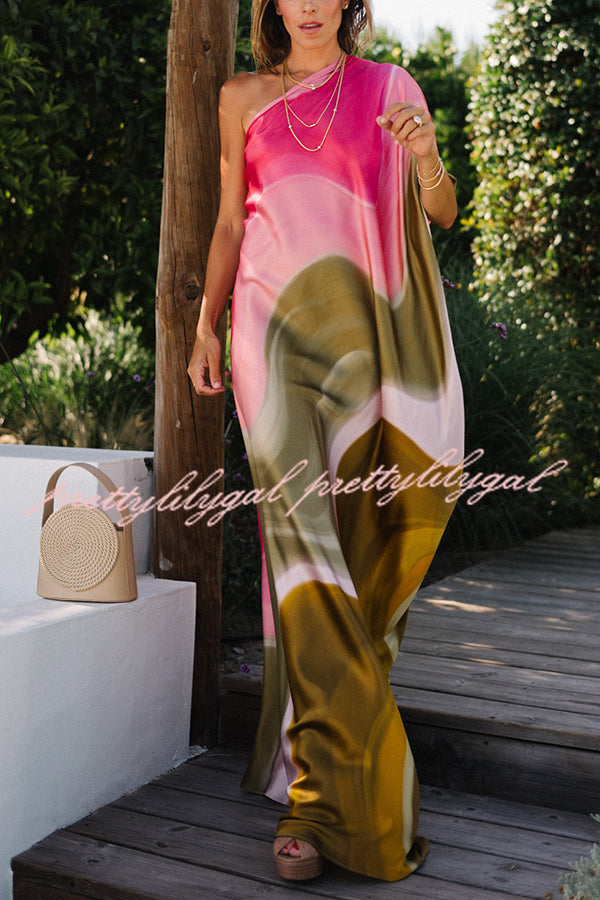 satin tie dye dress Rainbow Tie Dye Maxi Dress