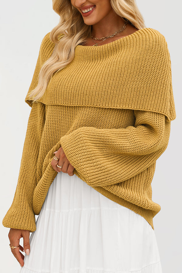 Solid Color Loose Off-shoulder Long-sleeved Casual Knit Sweater