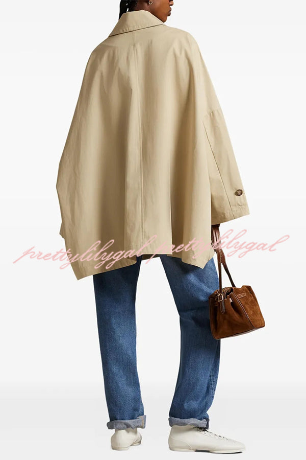 Timeless Fashion Button-breasted Wide Sleeve Pocket Twill A-line Jacket