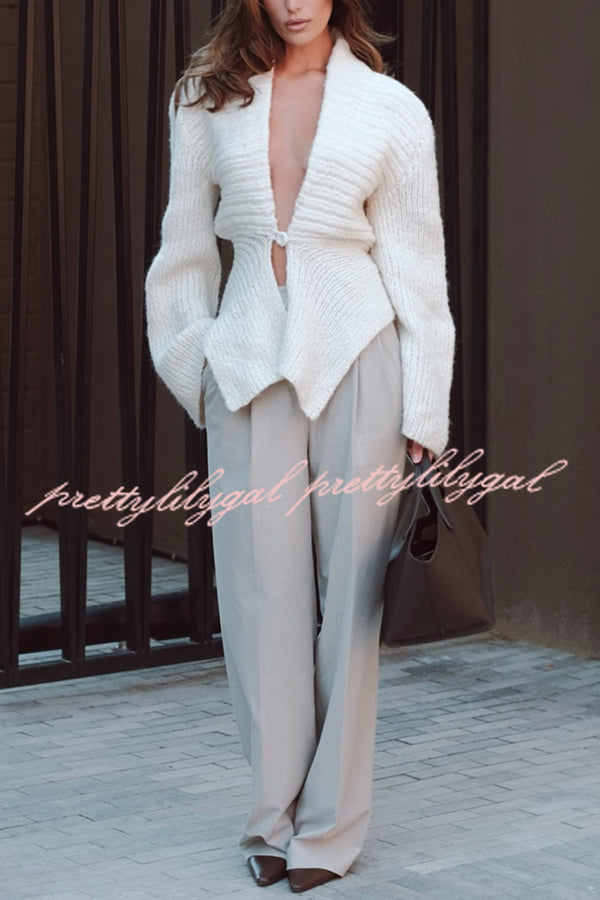 Retro V-neck Long-sleeved Sexy Hollow Loose Knitted Cardigan