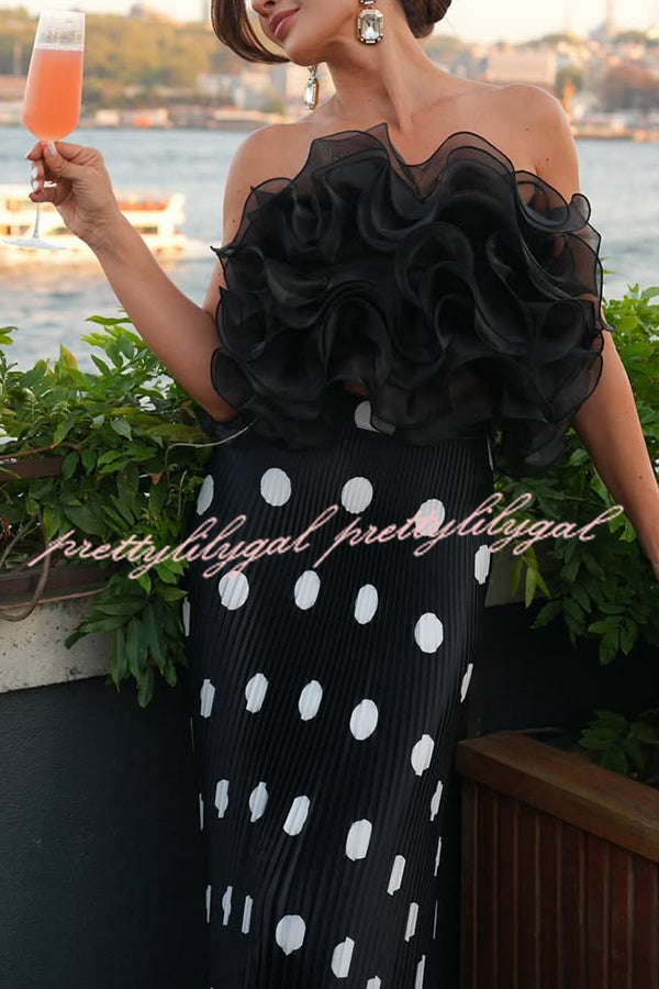 Eye-catching Organza Multi-layer Petal Ruffles Details Strapless Tank