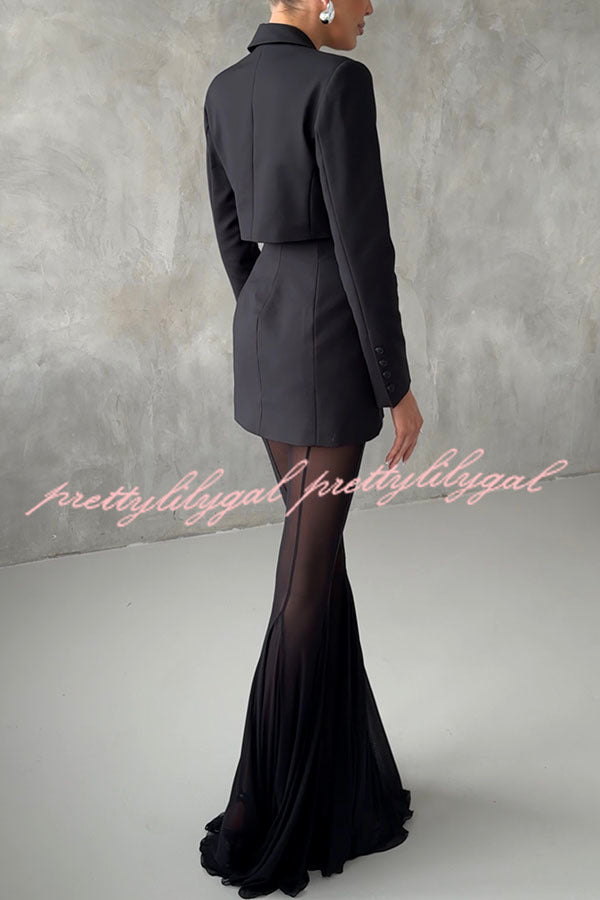 Deep Chic Mesh High Rise Elastic Waist Fishtail Stretch Pants