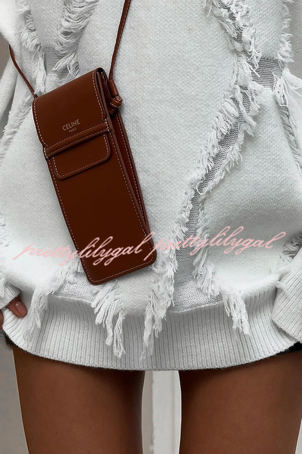 Fashionable Diamond Hollow Tassel Loose Sweater