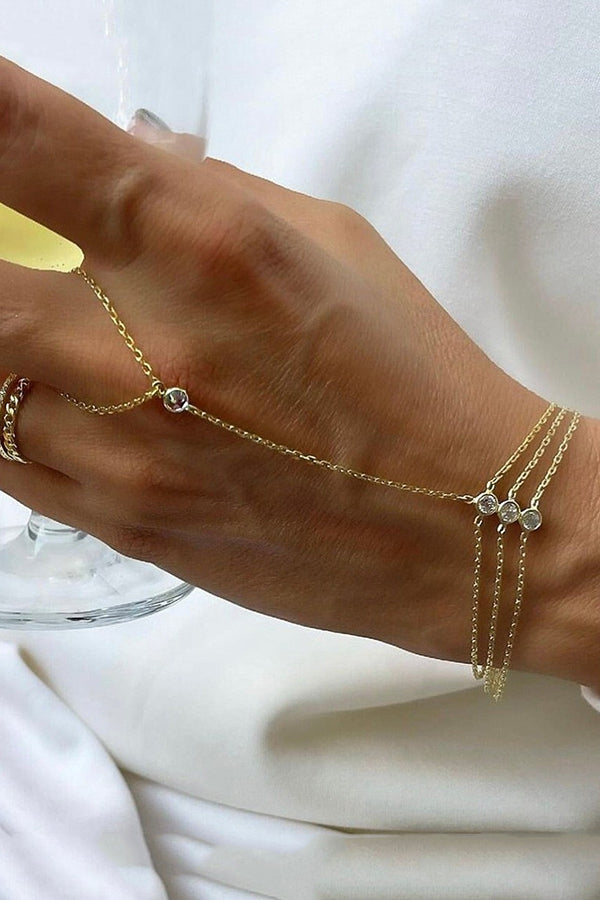 Stylish Multi-layered Diamond Finger Bracelet