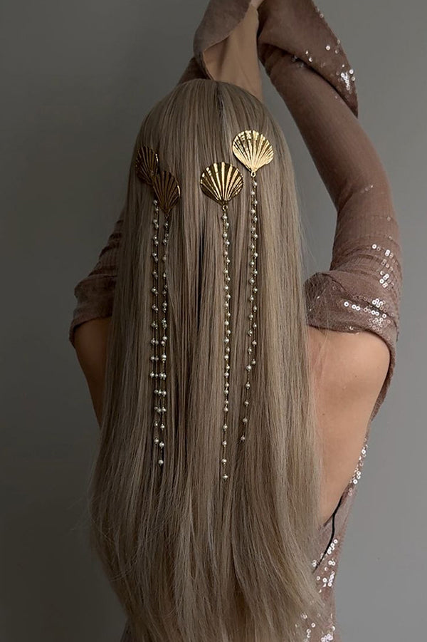 Elegant Pearl Tassel Shell Hairpin
