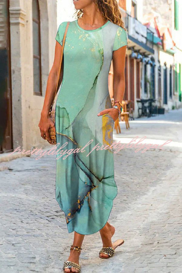 Ada Ethnic Floral Pocketed Daily /vacation Stretch Midi Dress