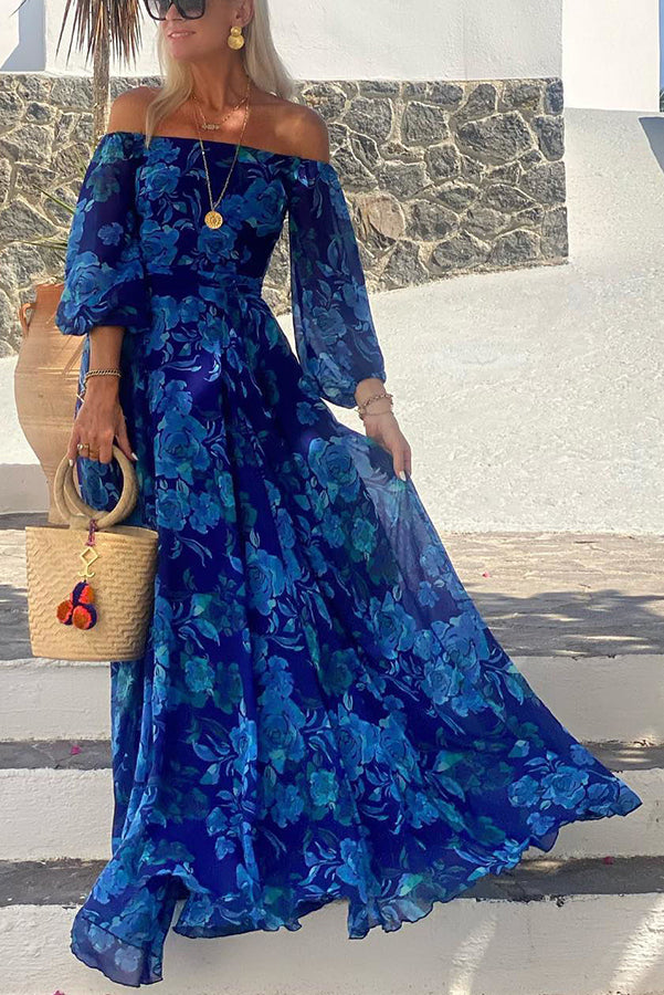 off the shoulder smocked floral dress Lovskoo Women's 2024 Boho Floral Summer Sweetheart Neck Puff Short Sleeve Off Shoulder Smocked Tiered Casual A Line Long Maxi Dress Red XL