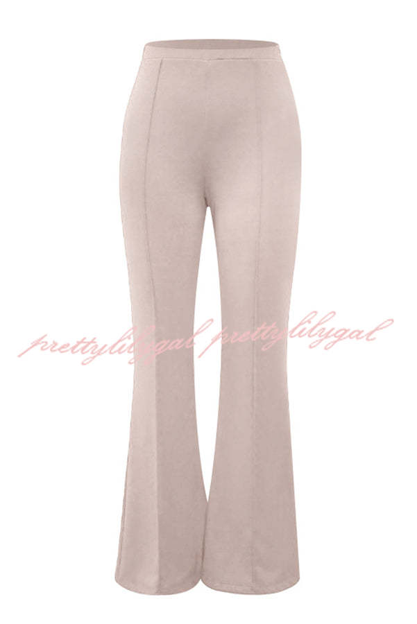 Downtown Dates High Rise Elastic Waist Stretch Flared Pants