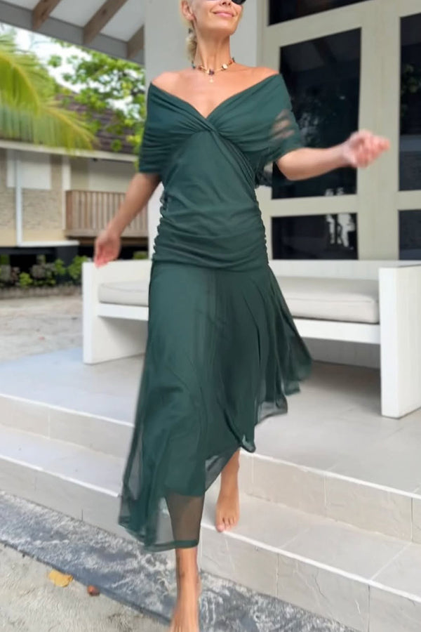 holiday mesh dress Long Sleeve Open Back Mesh Maxi Dress for Women  Canary Houze