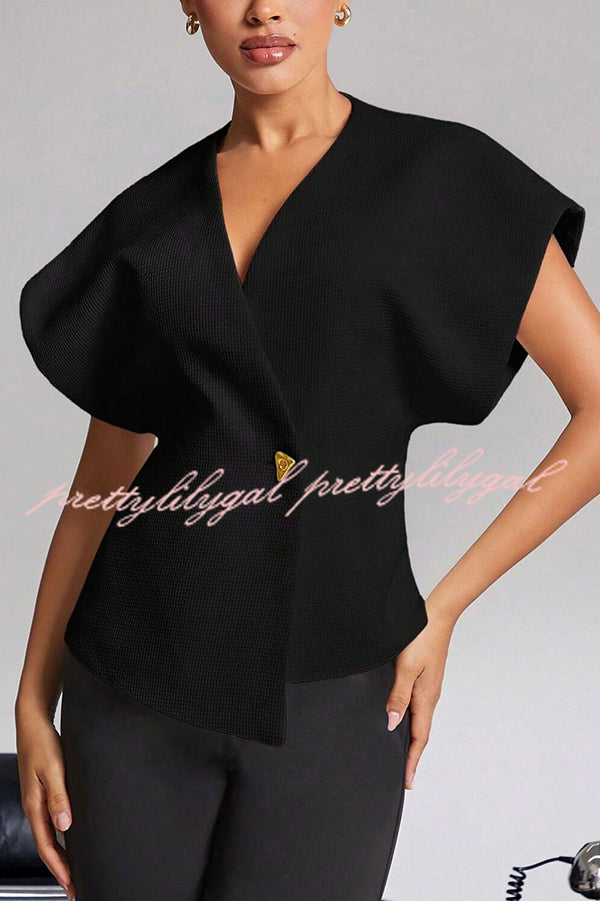 Fashion Button V-neck Asymmetrical Suit Vest
