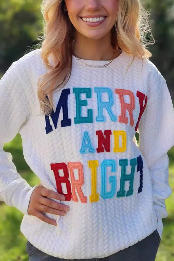 Christmas Letter Print Loose Casual Long-sleeved Sweatshirt