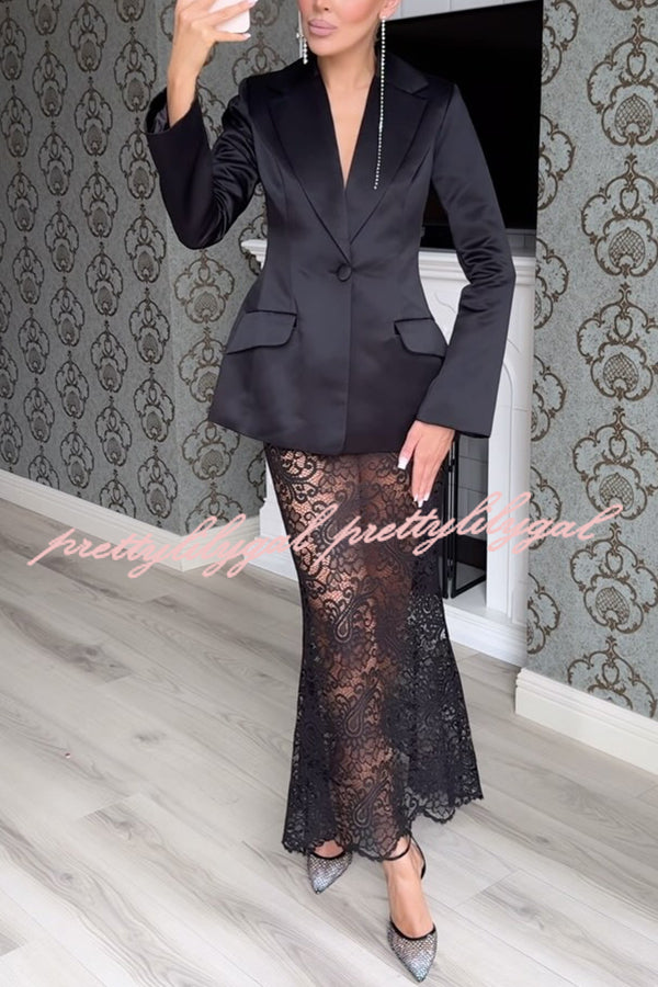 Timeless Moment Floral Lace High Rise Elastic Waist Midi Skirt
