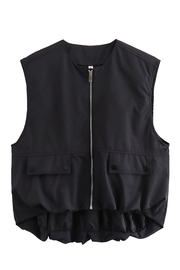 Fashionable Loose Sleeveless Pocket Casual Vest