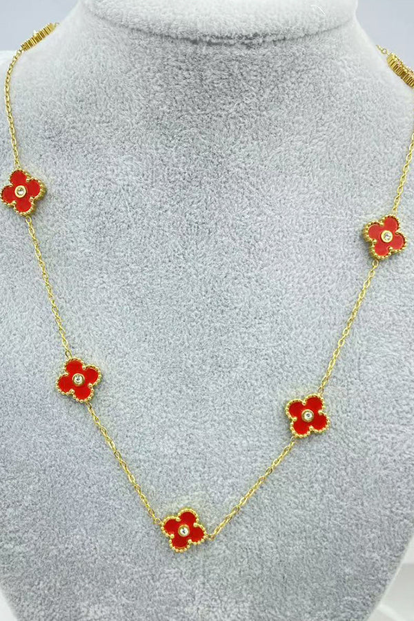 A Fresh and Elegant Lucky Four-leaf Clover Diamond Necklace