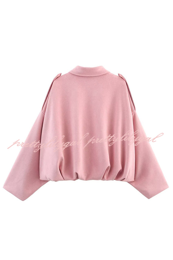 Fashion Lapel Long-sleeved Casual Bomber Jacket