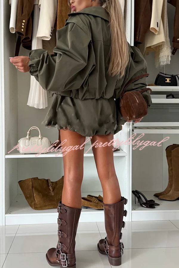 Fashion Style High Rise Elastic Waist Pocketed  Bloomer Shorts