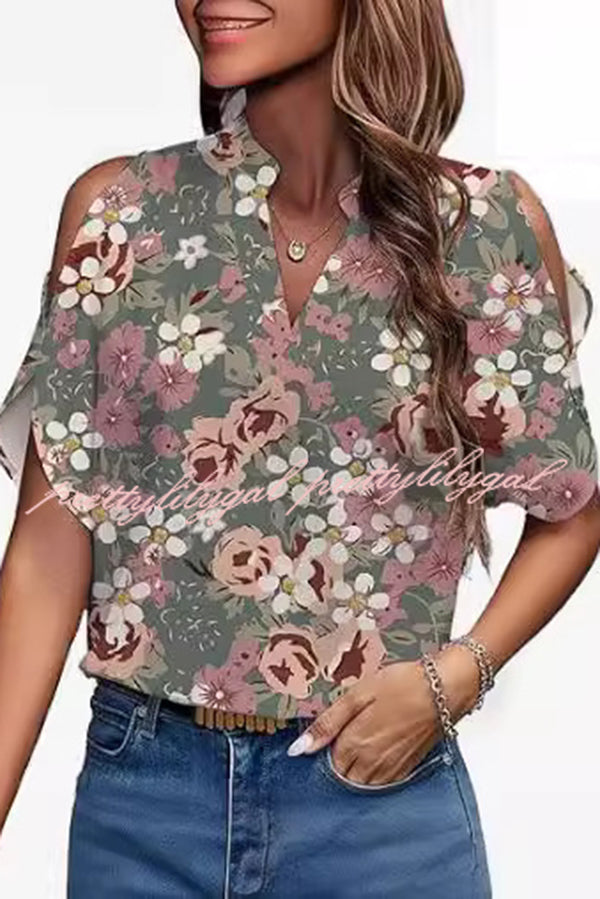 Fashion Printed V-neck Casual Loose Top