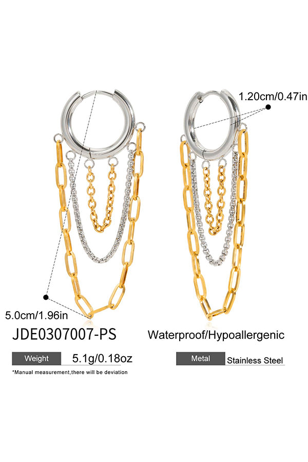 Stylish Titanium Steel Tassel Chain Earrings