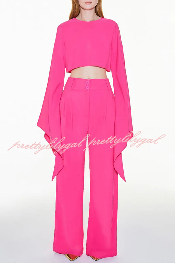 Adriano Double Button High Waist Pocketed Wide Leg Pants