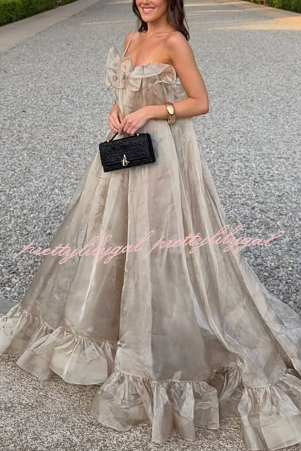 By The Sea Organza Ruffle High Low Hem Slip A-line Maxi Dress