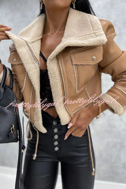 Stylish Lambswool Short Zipped Biker Jacket