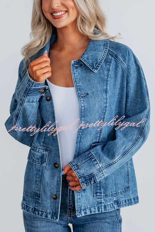 Stylish Single-breasted Casual Pocket Denim Jacket