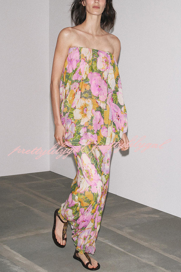 Floral Print Off-the-shoulder Irregular Loose Maxi Dress