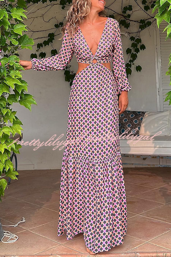 Serene Dreams Printed Side Cutout Elastic Waist Maxi Dress