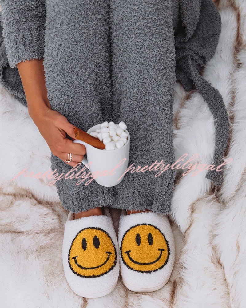 Smiley plush slippers