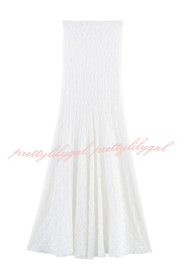 Solid Color Lace Stretch Holiday Maxi Skirt