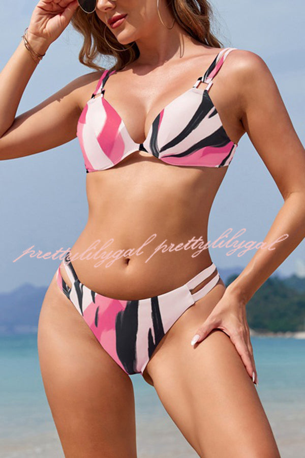 Unique Print Sexy Stretch Two-Piece Bikini Swimsuit