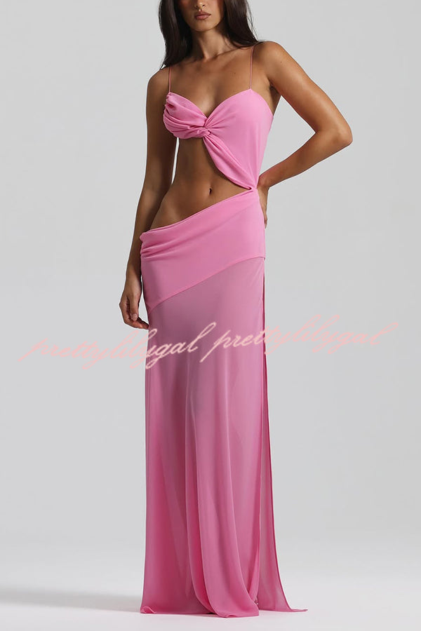 Sexy Halter Waist-baring Backless Lace-up High-slit Maxi Dress