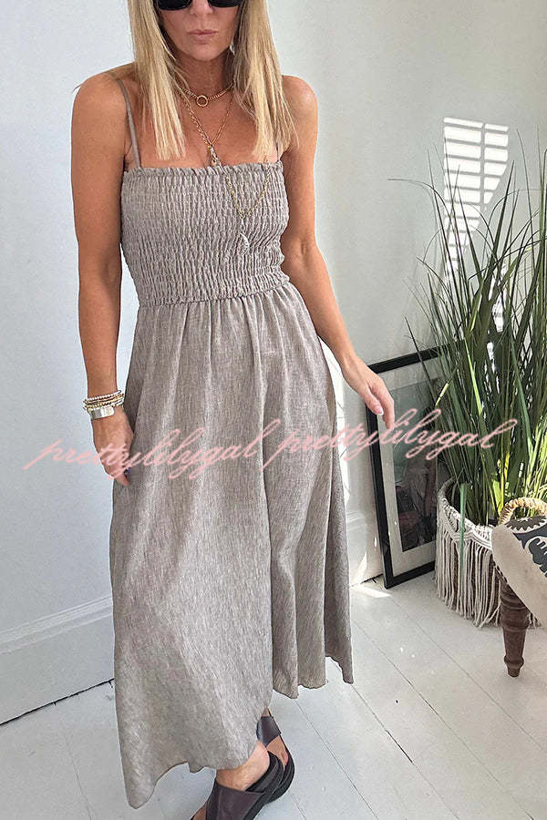 Solid Color Casual Short Jacket and Suspender Pleated Maxi Dress Set